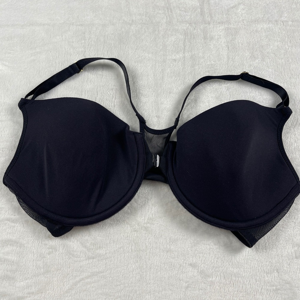 Vassarette Black Front Close Racerback Mesh Underwire Bra 36D Style 75-267